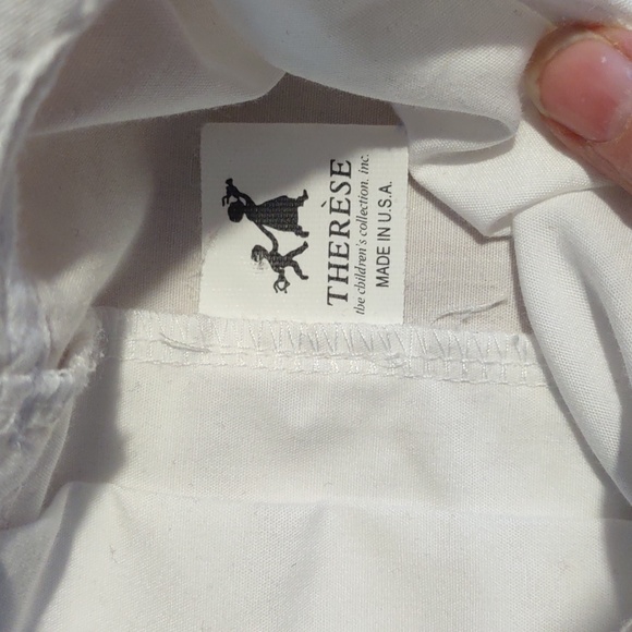 Therese sz 6x dainty white blouse with peter pan eyelet collar button back USA - Picture 3 of 5